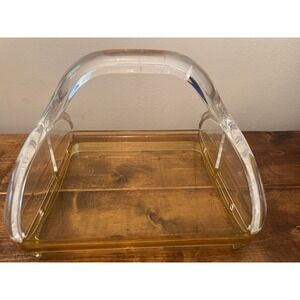 Fab Guzzini Lucite Orange Clear Napkin Holder Made in Italy